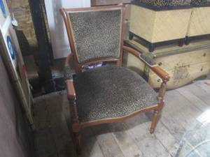 lot 383 image: (GRG) Wood Frame Chair with Animal Print Padding