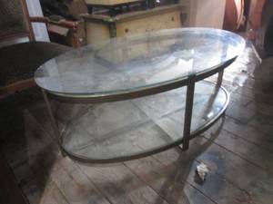 lot 384 image: (GRG) Metal Frame Coffee Table with Glass Top and Lower Shelf 48 x 28 x 19 H