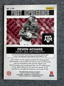 2023 Panini Chronicles Illusions Draft Picks First Impressions Devon Achane #11-DA Auto Patch Card (030199) NM-MT
