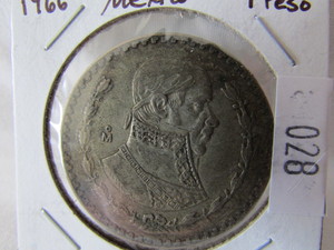 1966 Mexico Silver 1 Peso