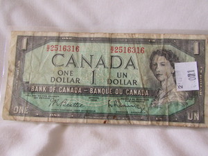 1954 Canada One Dollar Note