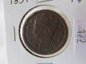 1851 Large One Cent
