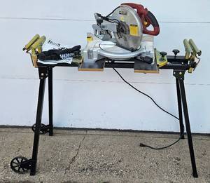 lot 7 image: Tool Shop 10 Compound Miter Saw with Wolfcraft FoldablePortable Stand