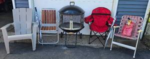 lot 27 image: Backyard Fire Bundle - Moveable Firepit, 4  Chairs and Softsided Cooler