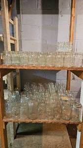 lot 40 image: Giant Canning Jar Lot - Ball, Kerr, Atlas and Unmarked Jars.  Over 100 in pint and quart sizes.