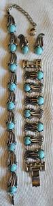 lot 132 image: Vintage Turquoise Nugget Bracelet, Earrings, and Necklace