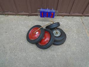 Group of wagon & dolly wheels. As shown.