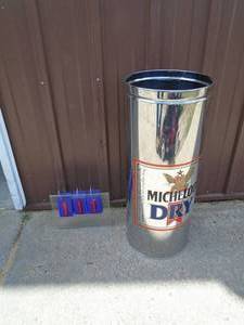 Stainless 30 x 12 Michelob trash can. As shown.