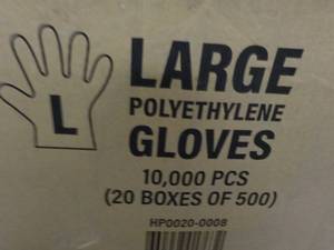 Case of 10,000 Large Polyethylene Gloves
