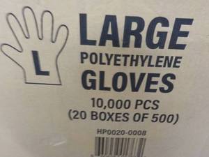 Case of 10,000 Large Polyethylene Gloves