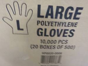 Case of 10,000 Large Polyethylene Gloves