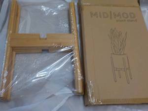 Wood MidMod Plant Stand...