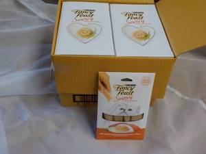 30 x 4 packs Natural Salmon and Tuna in a Demi Glaze Purina Fancy Feast Savory Cat Treats retail $3 each