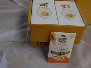 30 x 4 packs Natural Salmon and Tuna in a Demi Glaze Purina Fancy Feast Savory Cat Treats retail $3 each