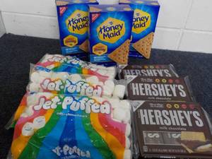 Smores Kit - 3 each 14.4 oz Boxes Honey Maid Graham Crackers, 12 oz Bag Marshmallows and 3 x 6 packs Hersheys Full Size Candy Bars