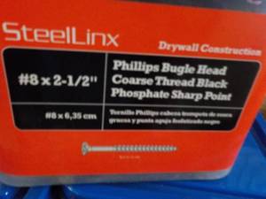 6 each of 5 lb Pkgs Steel Linx Packages Fasteners #8 x 2 12 Philips Bugle Head Coarse Thread Black Phosphate SharpPoint
