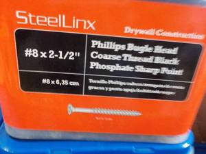 6 each of 5 lb Pkgs Steel Linx Packages Fasteners #8 x 2 12 Philips Bugle Head Coarse Thread Black Phosphate SharpPoint