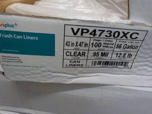 Case of 100- 56 Gallon Clear Trash Can Liners 43 x 47