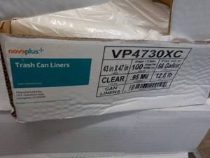 Case of 100- 56 Gallon Clear Trash Can Liners 43 x 47