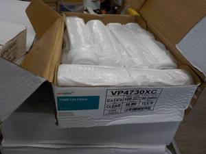 Case of 100- 56 Gallon Clear Trash Can Liners 43 x 47