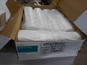 Case of 100- 56 Gallon Clear Trash Can Liners 43 x 47