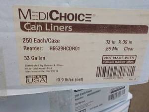 Case of 250 - 33 gallon Clear Can Liners 33 x 39.