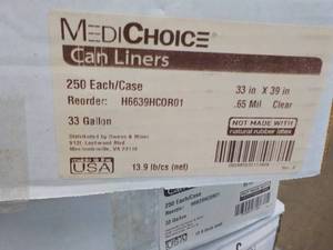 Case of 250 - 33 gallon Clear Can Liners 33 x 39