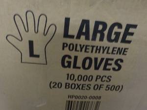 Case of 10,000 Large Polyethylene Gloves