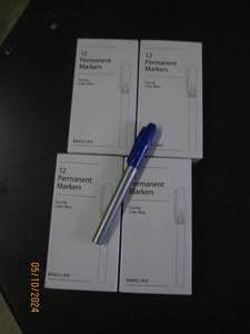 lot 28 image: 4 packs of 12 blue fne tip permant markers