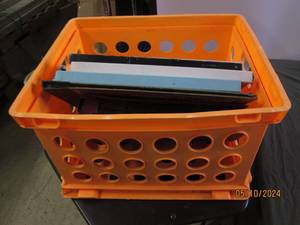 lot 56 image: lot of records in a orange crate...