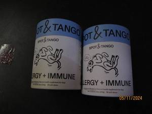lot 198 image: 2 bottles of spot and tango allergy and immune helath supplement for dogs 56 soft chews per bottle&nbspBest&nbspBy 022025