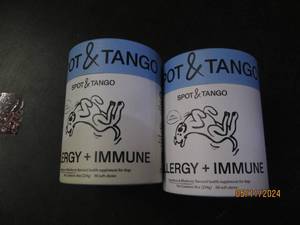lot 201 image: 2 bottles of spot and tango allergy and immune helath supplement for dogs 56 soft chews per bottle&nbspBest&nbspBy 022025