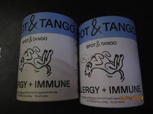 lot 203 image: 2 bottles of spot and tango allergy and immune helath supplement for dogs 56 soft chews per bottle&nbspBest&nbspBy 022025