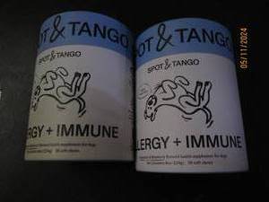 lot 204 image: 2 bottles of spot and tango allergy and immune helath supplement for dogs 56 soft chews per bottle&nbspBest&nbspBy 022025