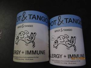 lot 206 image: 2 bottles of spot and tango allergy and immune helath supplement for dogs 56 soft chews per bottle&nbspBest&nbspBy 022025