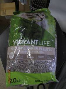 lot 90 image: 20lbs of vibrant life natural paper pellet cat litter