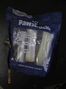 lot 102 image: package of pawstruck premium filled dog chews varitey pack peanut butter, cheese andd bacon and beef filled bones best buy 5  21  25