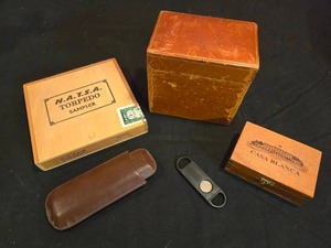 lot 47 image: Cigar Boxes with Storage & Cutter
