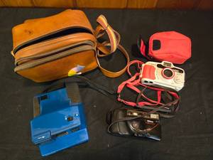 lot 96 image: Original Polaroid Impluse in Case & Cannon Sure Shot
