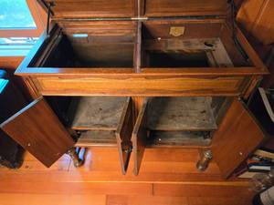 lot 76A image: Bar Cabinet Made From A Former Victrola Ribbon Mahogany Record Cabinet