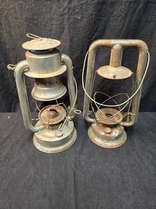 lot 427 image: 2 Lanterns--Buhl Conquest Need Globe & Burner Plus Farwell Ozmun Kirk Triumph That Needs Globe & Bail Attachment