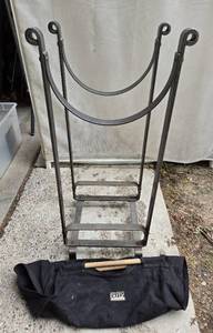 lot 352 image: Iron Firewood Holder and a Log Carrier to Make Job Easier