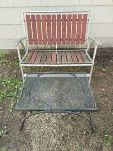 lot 456 image: Vintage Outdoor Bench & Metal Table