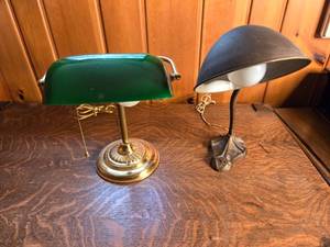 lot 201 image: Banker & Brass Desk Lamps