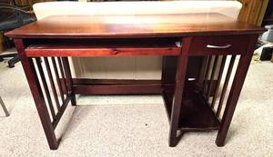 lot 363 image: Desk with Drawer, Keyboard Tray & Shelf
