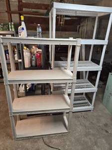 lot 492 image: 3 Plastic Storage Shelves