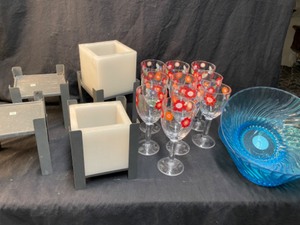 lot 395 image: Party Time  Party Lite Candles & Bases & Plastic Wine Glasses
