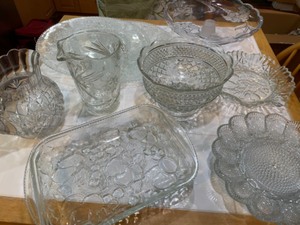 lot 271 image: Fabulous Glass Serving Pieces with Pitchers, Platters, Bowls, Devil Egg Plates