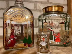 lot 69 image: Holegaard Glass Christmas Decanter Bottle, Jar & Shot Glasses