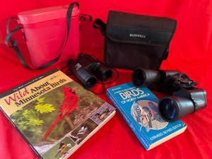 lot 295 image: Bushnell Binoculars and Bird Books